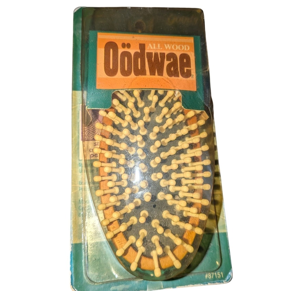 Vintage 1996 Goody Oodwae All Wood Oval Palm Brush FatTips 87151 New In Pack